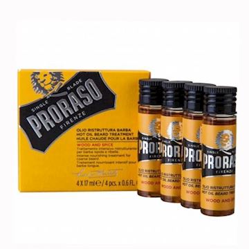 PRORASO WOOD AND SPICE HOT OIL BEARD TREATMENT 4x17ml