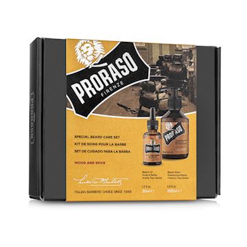 PRORASO SPECIAL BEARD CARE SET WOOD AND SPICE OIL&WASH